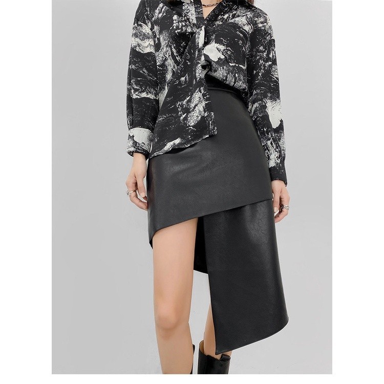 Rok Span Pensil Vestic Kulit Hitam Model Korea Pendek Panjang Kiri Afsheen Fashion