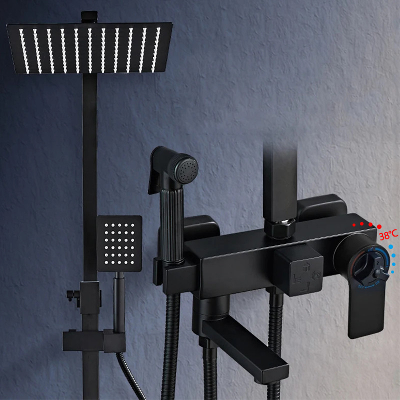 Thermostatic Brass Shower Faucet Bathroom Faucet Set,Shower SystemThermostatic,Rainfall Shower Set W