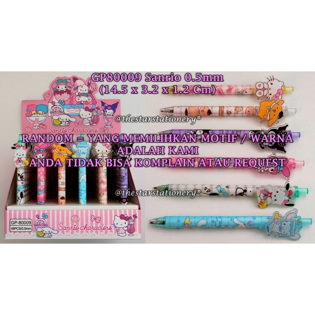 

(1 Biji) GROSIR Bolpen Sanrio GP80009 0.5mm / Pulpen Gel Click GP 80009 / Bolpen Cetek Sanrio