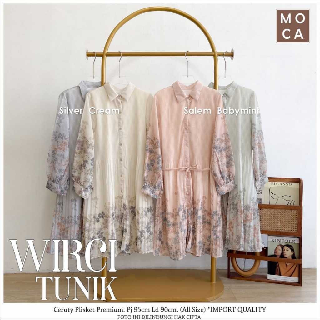 moca atasan wanita kekinian ld 90 wirci tunik motif bunga mat ceruty plisket premium