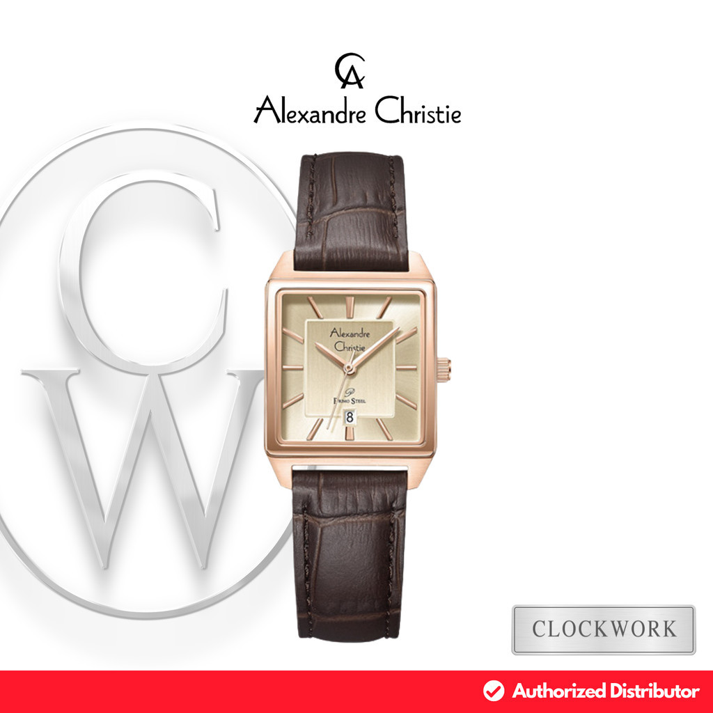 Jam Tangan Wanita Alexandre Christie Primo Steel AC 1038 LDLRGLN Kulit Classic Vintage Minimalis Ros
