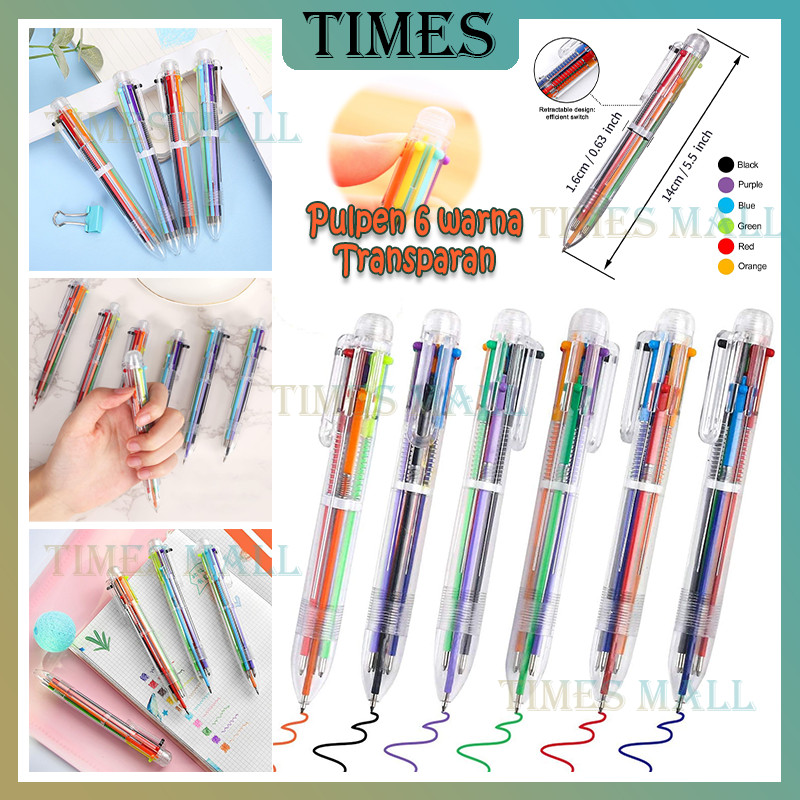 

6 Warna Transparan Ballpont Pen Six-in-One/Pen Six-in-One Color Bolpen Menulis /Pulpen 6 warna/Pulpen Transparan 6 Warna/Pulpen Gel 6 Warna/6 Warna Pulpen Ball Pen
