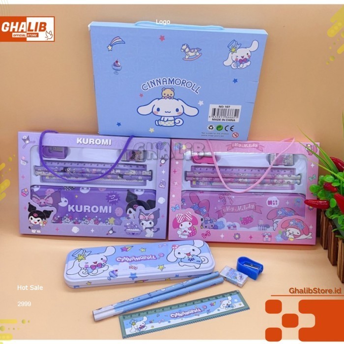 

KOTAK PENSIL KUROMI STUDY SET 107 SANRIO STATIONERY SET 6 IN 1 ALAT TULIS MY MELODY CINNAMOROLL - MELODY