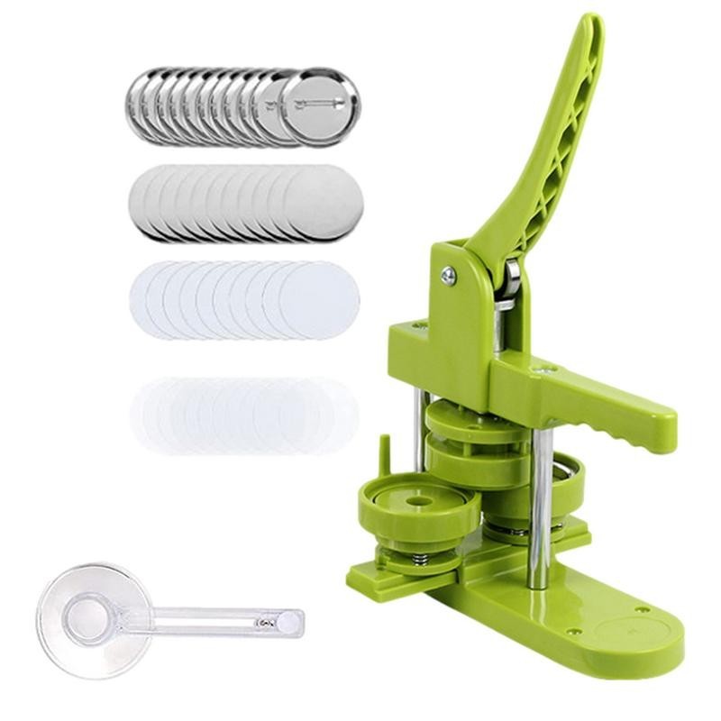 

Badge Pin Button Maker Machine DIY 25/32/44/58MM Badges Set with 100Pcs Button Parts+Circle Cutter, Badge Press Maker Machine