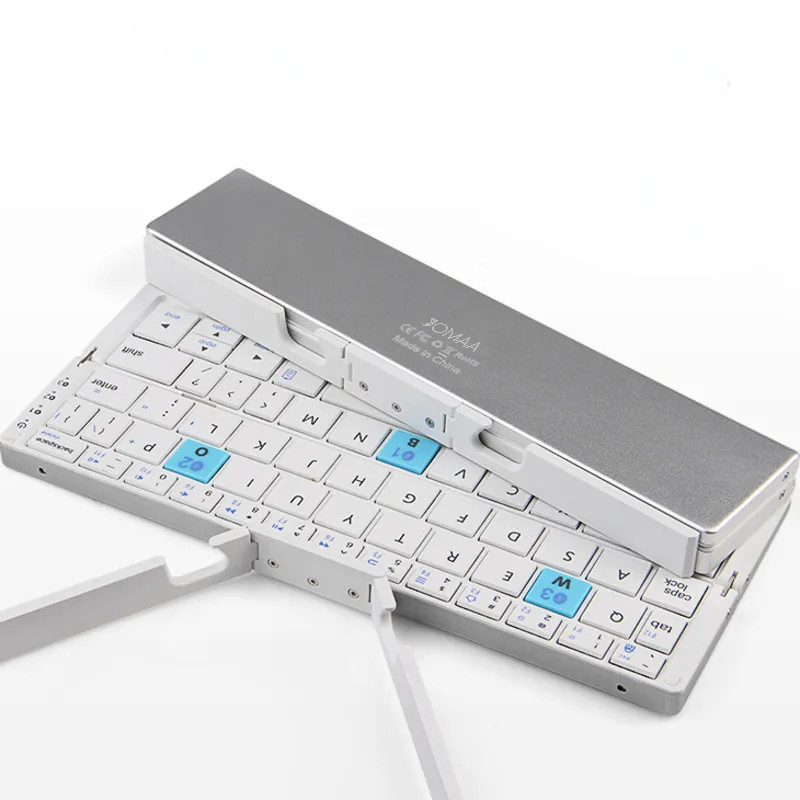 BOW Foldable Bluetooth Keyboard Rechargeable Keyboard Mini Folding Wireless Keyboard Aluminum Keypad