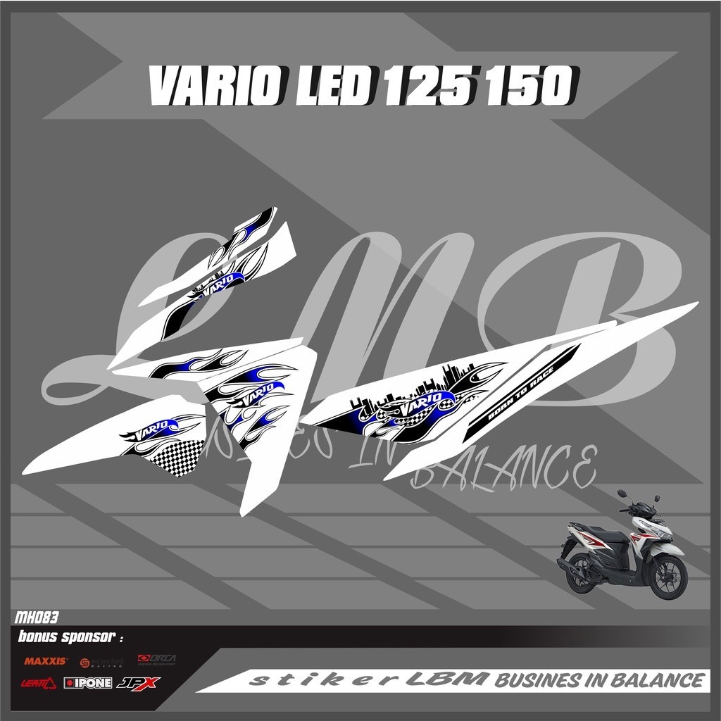 STRIPING STICKER VARIO 125 150 LED OLD LIST API STIKER VARIO LED MOTIF API VARIASI HITAM PUTIH