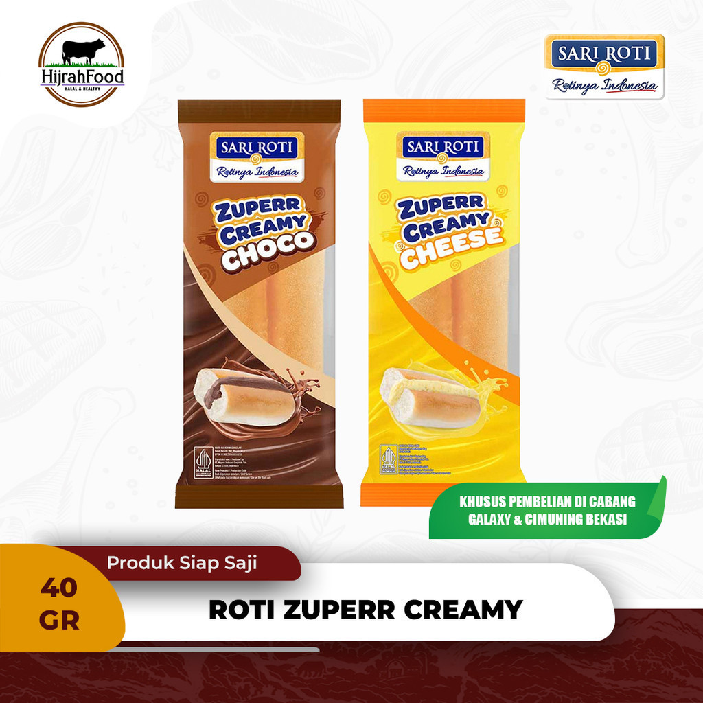 

Sari Roti Zuperr Creamy Choco / Cheese Roti Isi Krim 40 gram