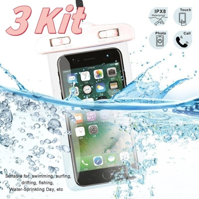 3 Kit Anti Air  Cover  Waterproof Handphone Sarung HpHp Berenang Tempat Hp Case