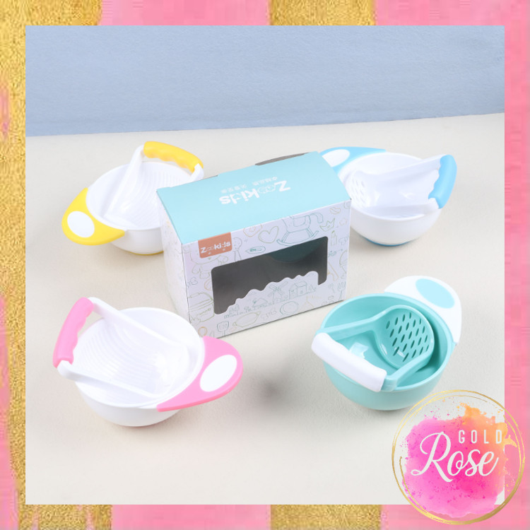 Rosegold - 6315 Alat Penghancur Makanan Bayi Mpasi / 2 in 1 Baby Safe Food Masher Grinding Bowl