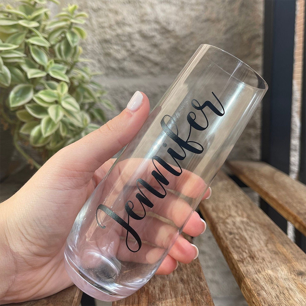 

Custom Name Vinyl Decal Personalized Bridal Wedding Birthday Party Decal Champagne Glass Sticker