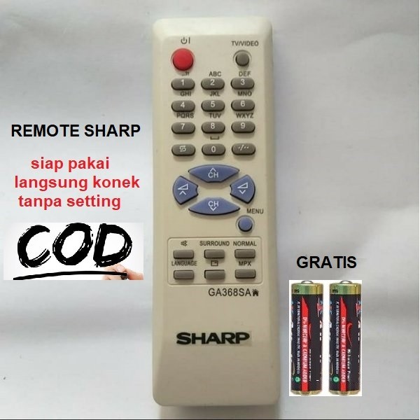 Remot Remote TV Untuk SHARP Tabung Gratis Baterai Remot TV Langsung Konek Ke TV/ MGM27