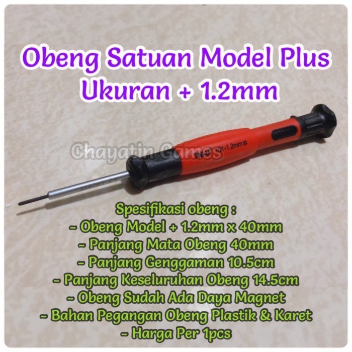 Obeng Ponsel HP Satuan Model Plus Ukuran 1.2mm Untuk Android & Iphone - TNI-U 101-1.2mm -AD87