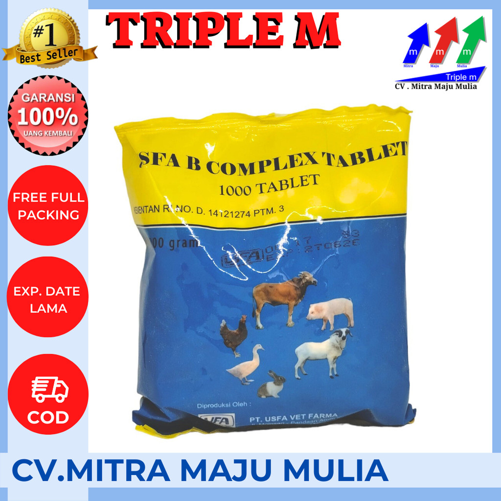 B COMPLEX Tablet USFA - Vitamin B Komplek 1000 Tablet Meningkatkan Pertumbuhan, Produksi Susu, Nafsu