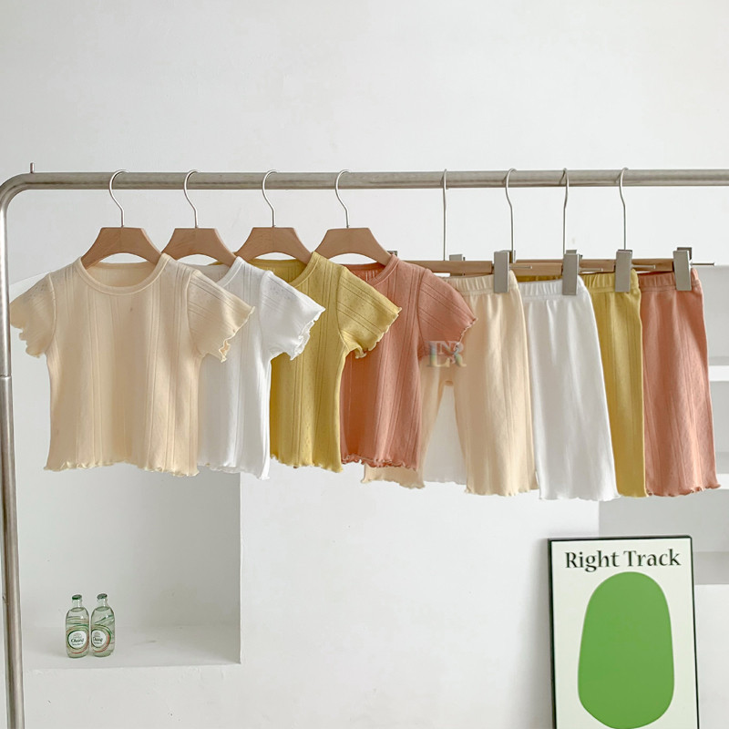BI Setelan Anak Bayi Perempuan Baju Rumahan Lengan Celana Pendek Bahan Cotton Cocok untuk Musim Pana