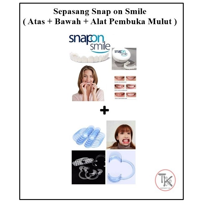 bisa COD Paket Gigi Palsu Snap on Smile Pria dan Wanita Atas Bawah - 1 Paket Lengkap