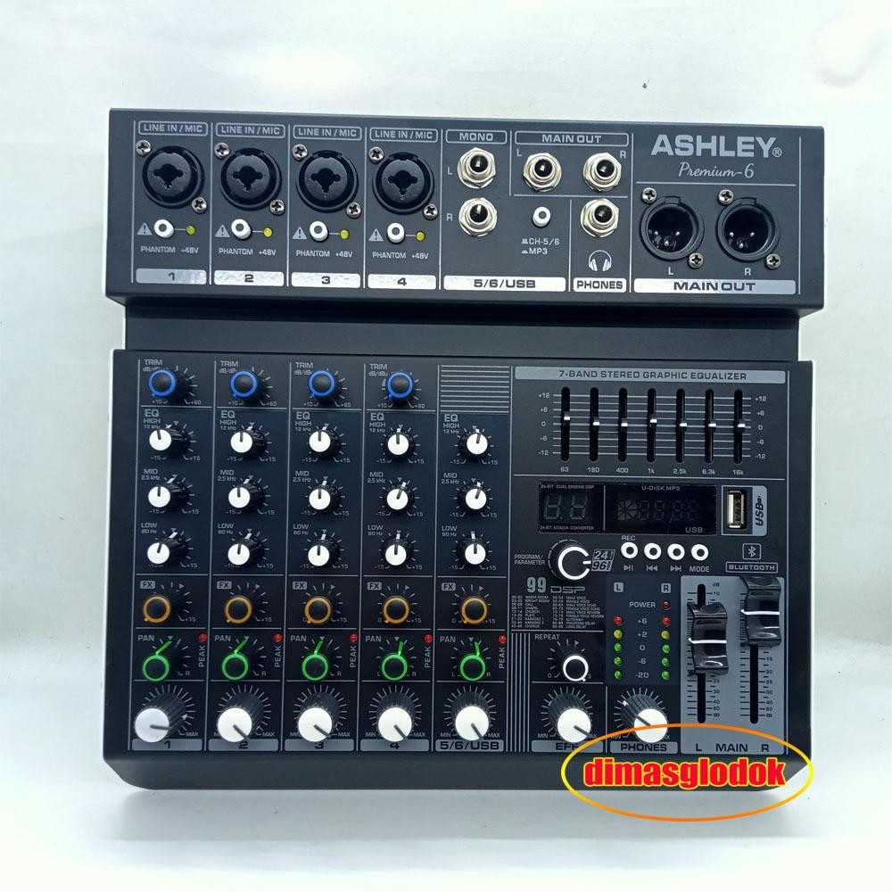 Mixer ORIGINAL MIXER ASHLEY PREMIUM 6 Mixer 6 CHANNEL 4 MONO 2 STEREO BLUETOOTH, USB WITH SOUNDCARD 