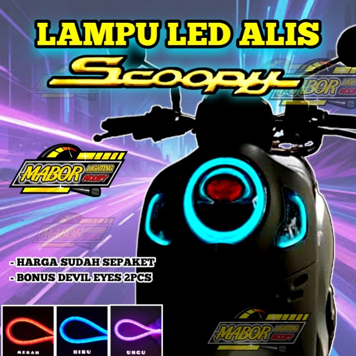 LAMPU ALIS DRL SCOOPY BONUS LED DEVIL EYES LAMPU SENJA VARIASI LAMPU DEPAN SCOOPY LAMPU LED SCOOPY 2