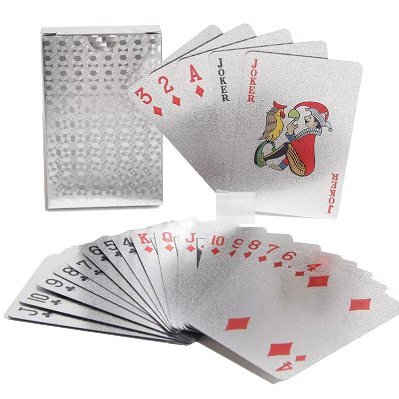 

Silver poker playing cards board games child kids toy PVC Children toy Waterproof deck card game set collect Popularity Gif