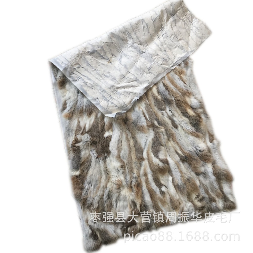 Real rabbit fur plates natural color grass yellow and grey men's parka lining fur blankets