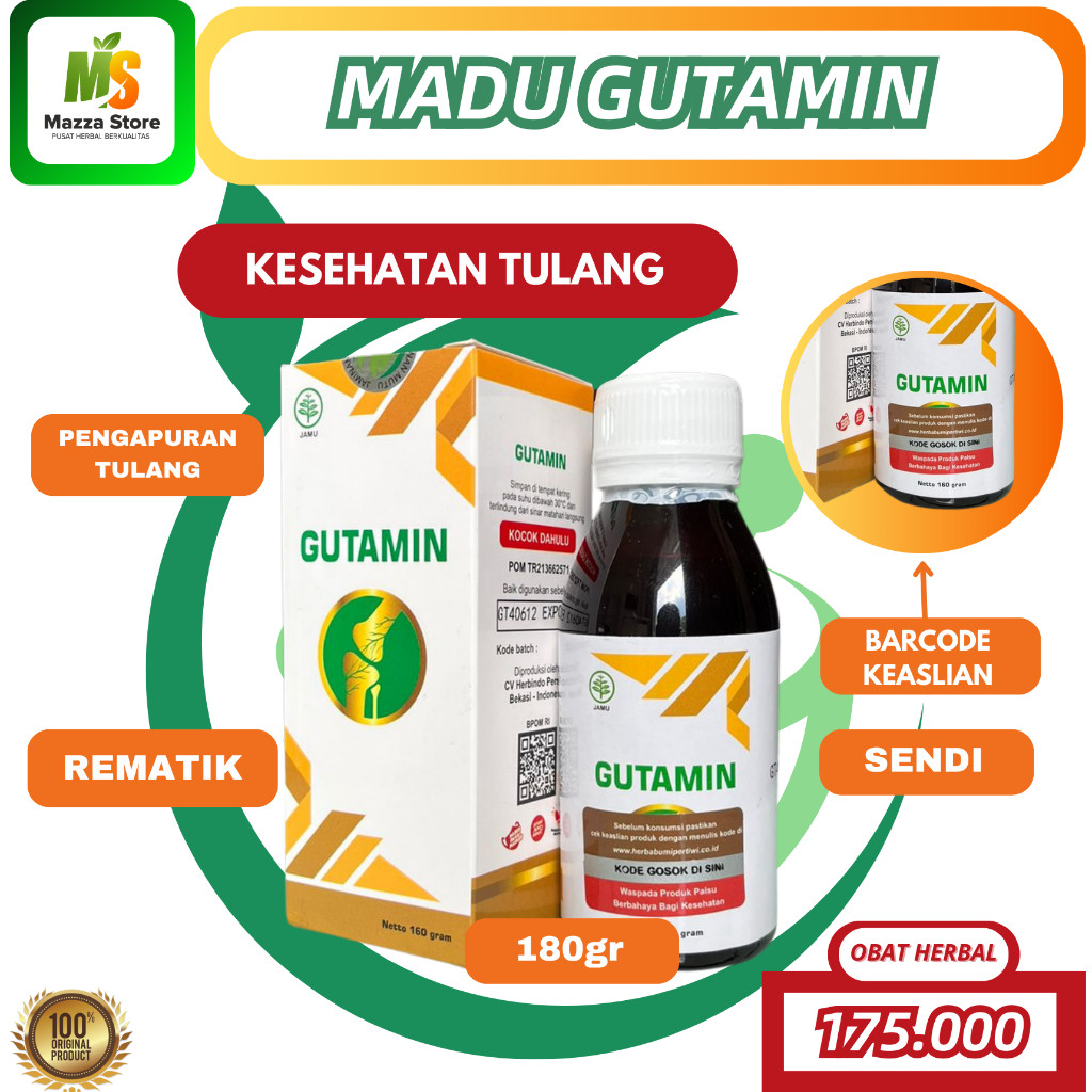 Madu Gutamin - Madu Herbal Ampuh Atasi Pengapuran Tulang Dan Sendi Garansi Keaslian