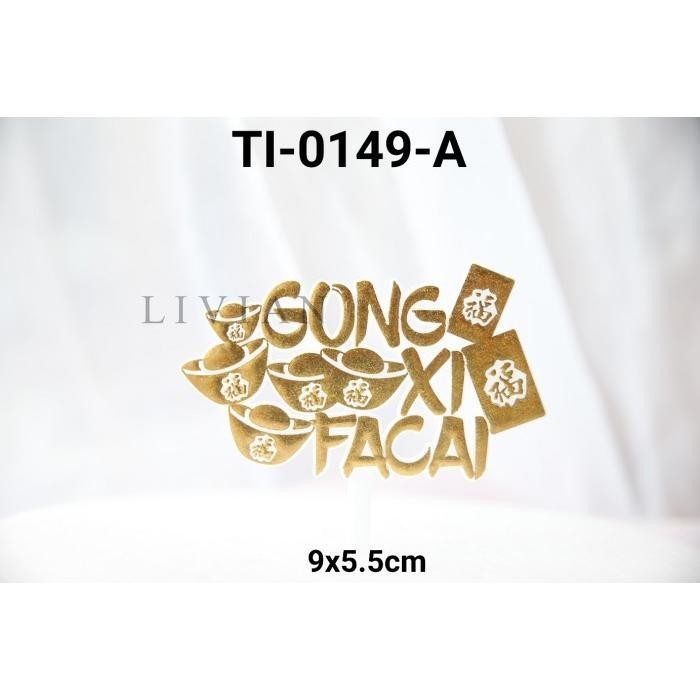 

lv TI-0149-A Cake Topper Tulisan Imlek Sincia Chinese New Year Emas Gold