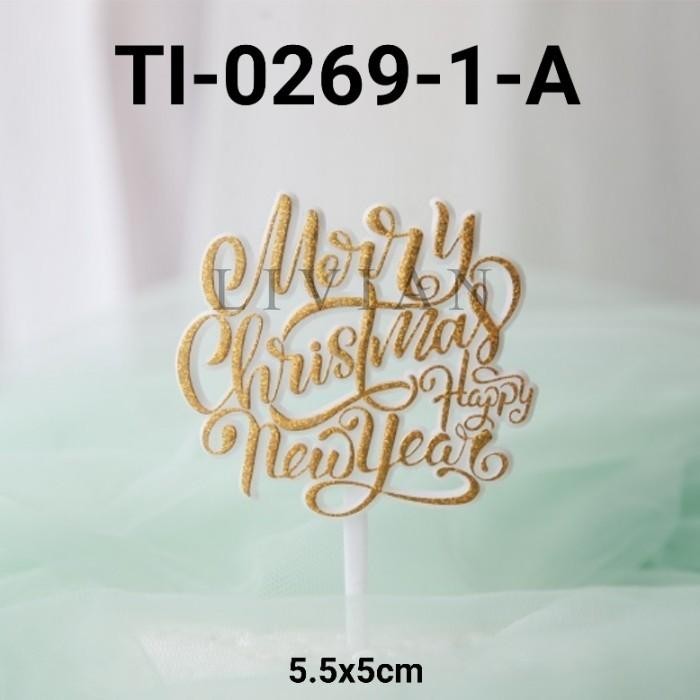 

lv GR-TI-0269 Cake topper natal merry christmas happy new year tahun baru - TI-0269-2, B - MERAH