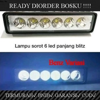 LAMPU TEMBAK SOROT 6 MATA LED PANJANG 12 VOLT UNIVERSAL LAMPU SOROT 6 LED PANJANG BLITZ