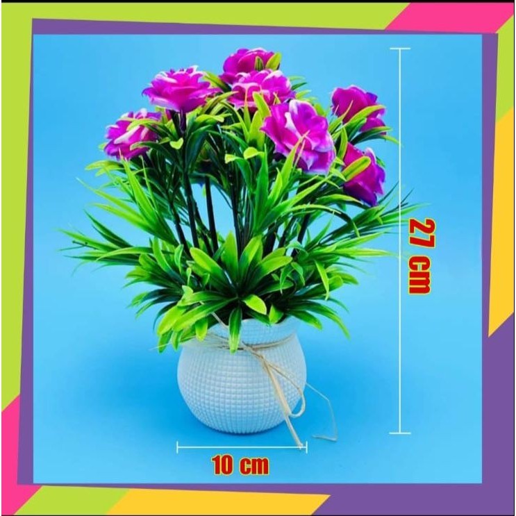 1950D2 / Pot + bunga hias artificial / Vas bunga asthetic hiasan meja / Pot bunga dekorasi rumah