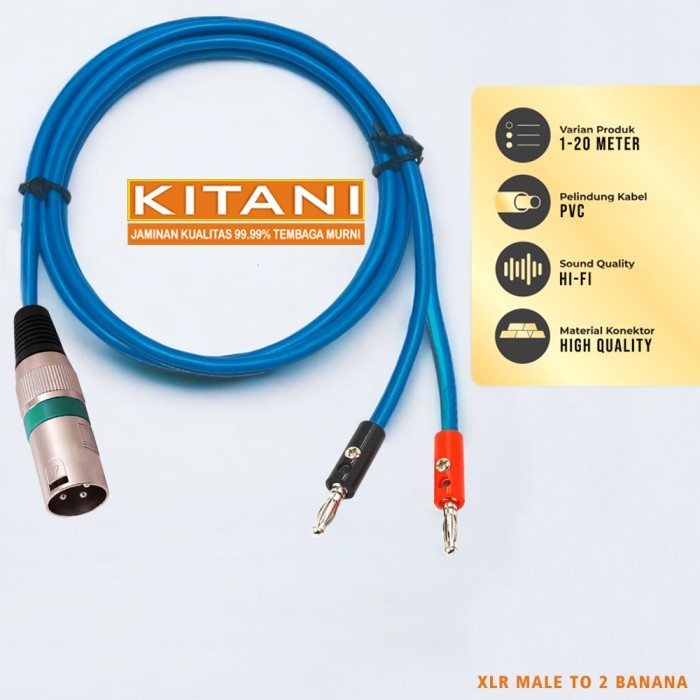 Kabel Audio Jack XLR Male To 2 Jack Banana - KITANI - WANG