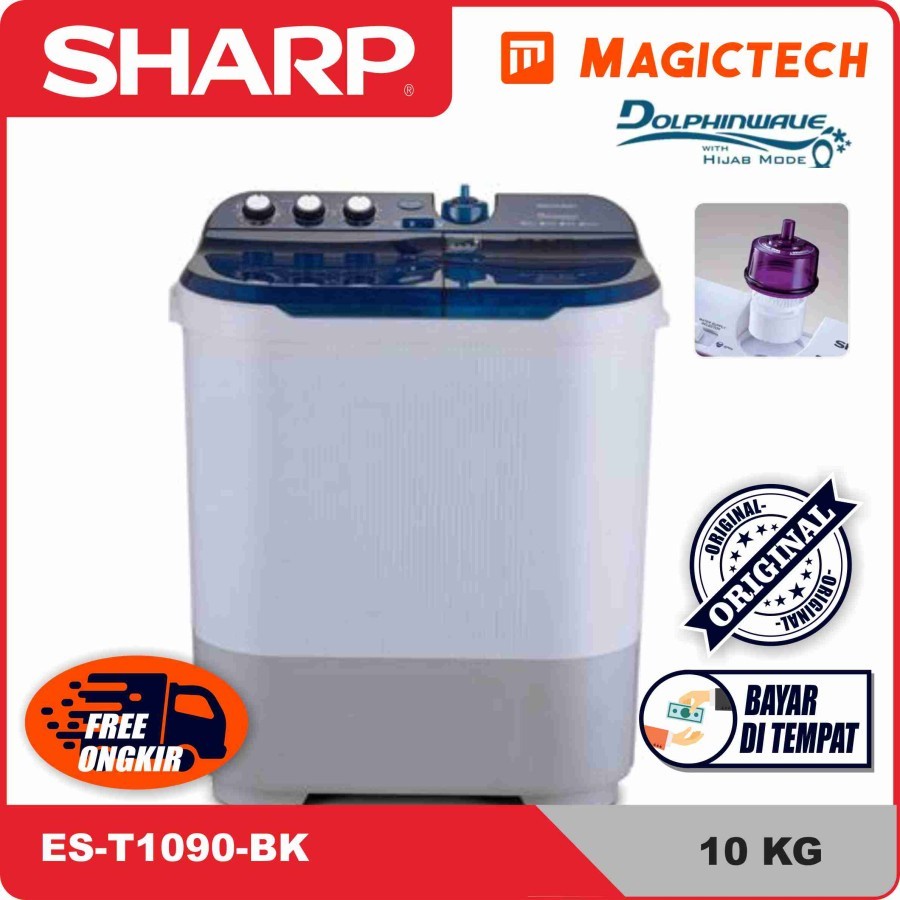 MESIN CUCI SHARP 10KG ES-T1090-BK 2 TABUNG MANUAL - BIRU