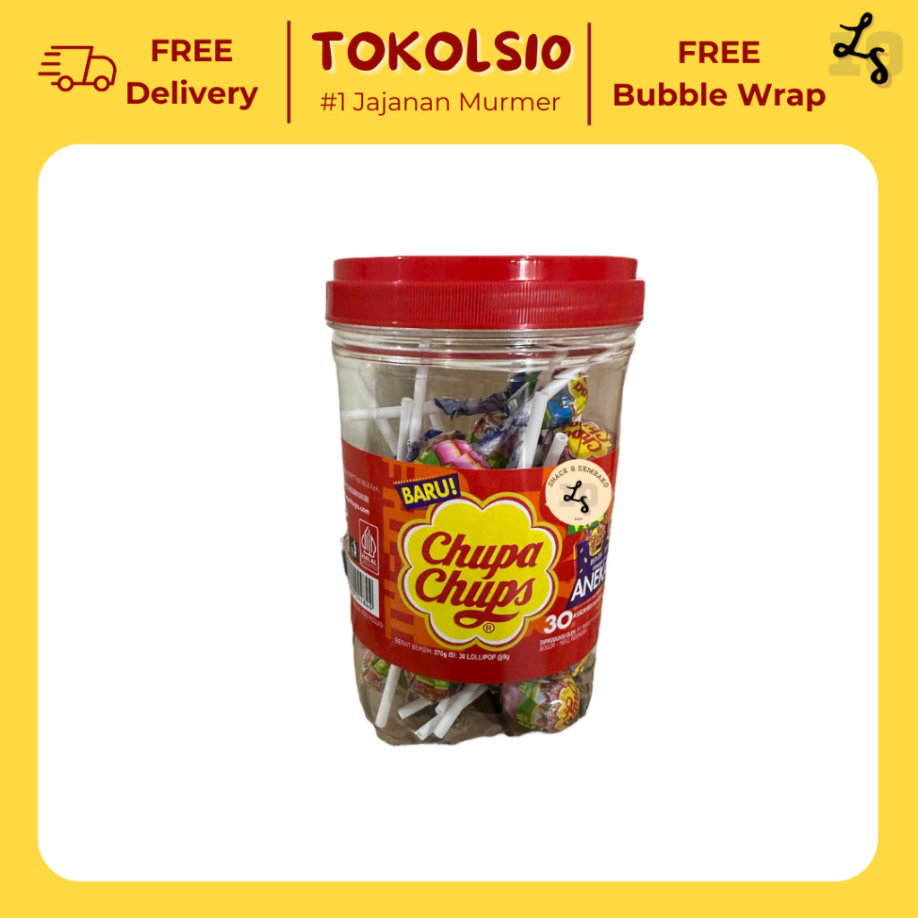 

Chupa Chups Lolipop Aneka Rasa Jar 1 Toples Isi 30 pcs @3gr