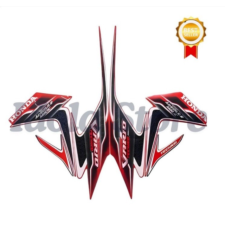 Stiker Striping Honda Vario Techno 2010 110 Putih Merah List Stiker Standar Vario Techno 2010