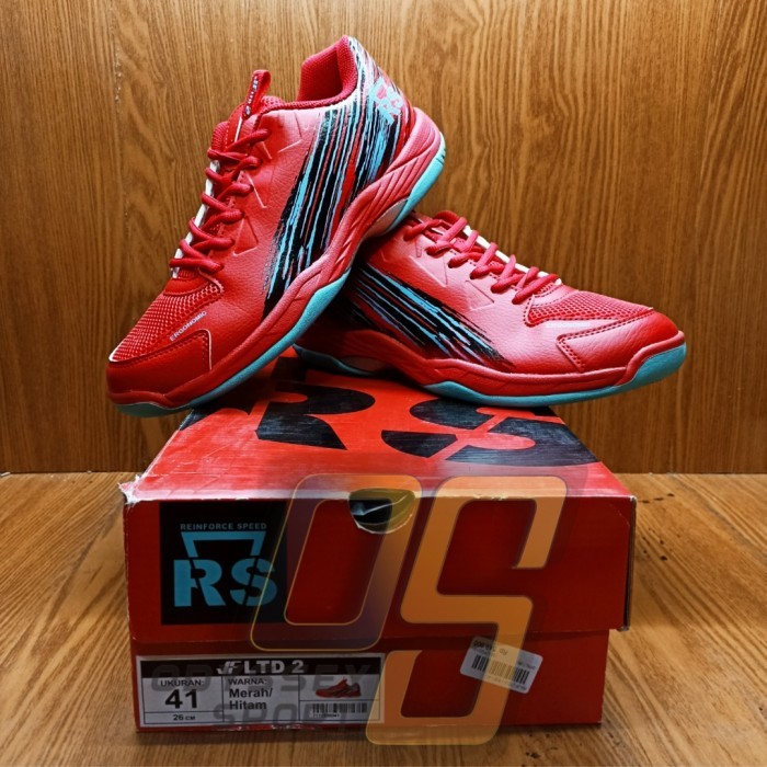 Sepatu Badminton RS JF LTD 2 (Merah/Hitam) 100% ORIGINAL - 41