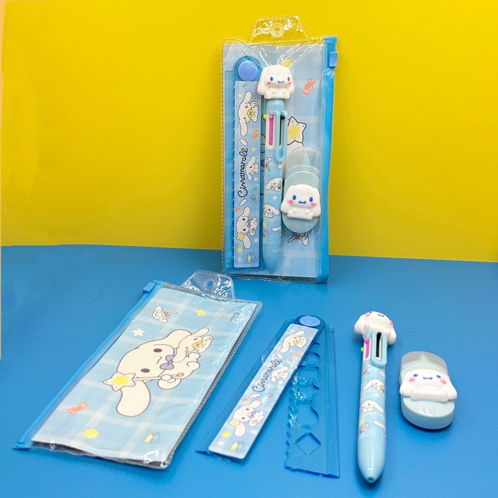 

(WYNOLSHOP21) SET ALAT TULIS 4IN1 SANRIO / SET ALAT TULIS ANAK SEKOAL PULPEN POUCH PENGGARIS TIP EX