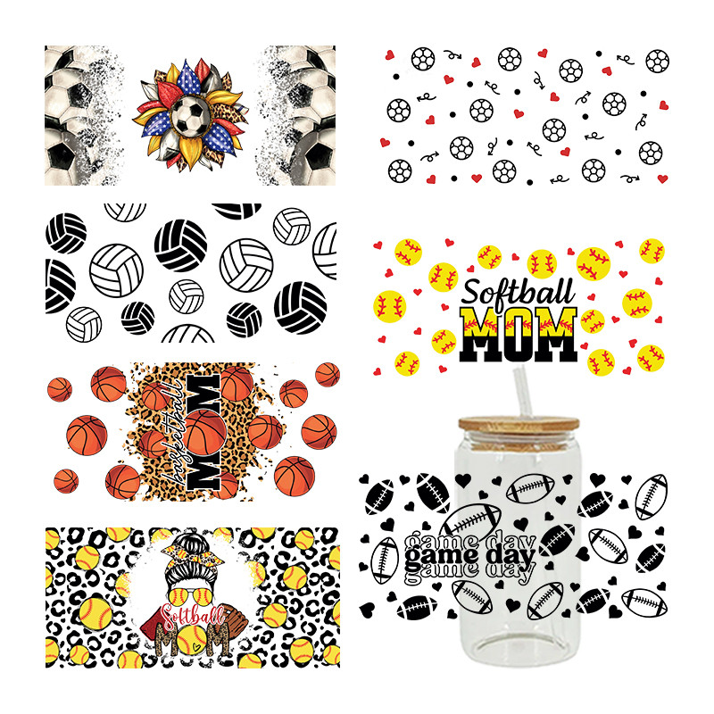 

UV DTF Transfer Sticker Sports Ball Soccer For The 16oz Libbey Glasses Wraps Bottles Cup Can DIY Waterproof Custom Decals D4068