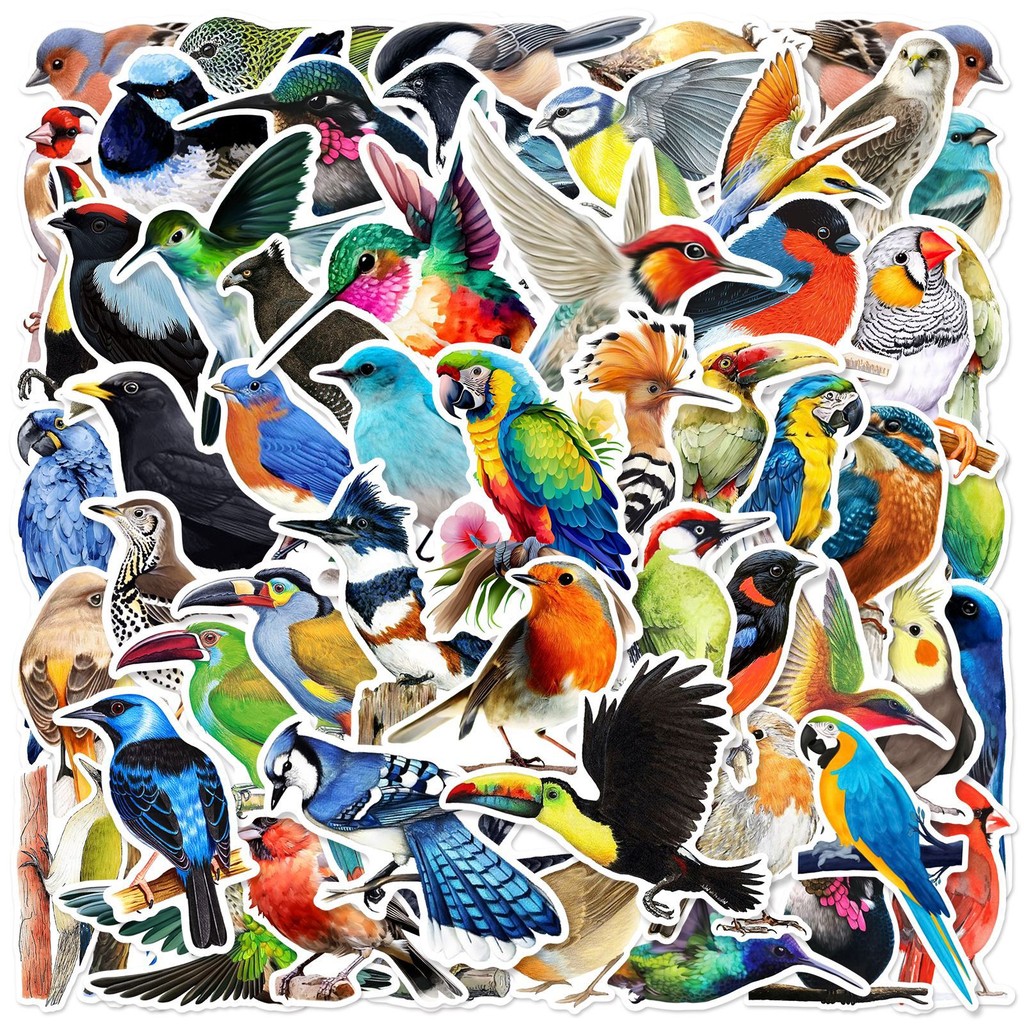 

10/25/50pcs Mixed Colorful Birds Stickers for DIY Waterproof Suitcase Notebook Laptop Phone Stationery Water Bottle