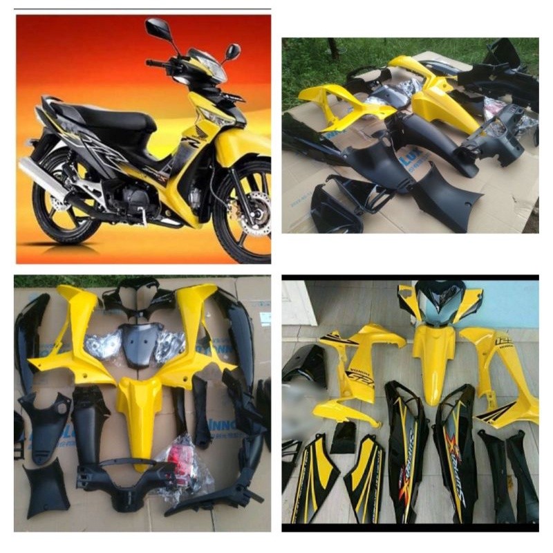 full set Bodi Honda Supra x 125 new batman warna kuning 2008 full set body halus kasar+lampu reflekt