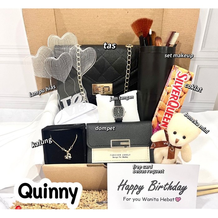

[JAM1] Kado Hampers Gift Box Hadiah Ulang Tahun Perempuan Wanita Cewek Wisuda Graduation Pernikahan - Quinny