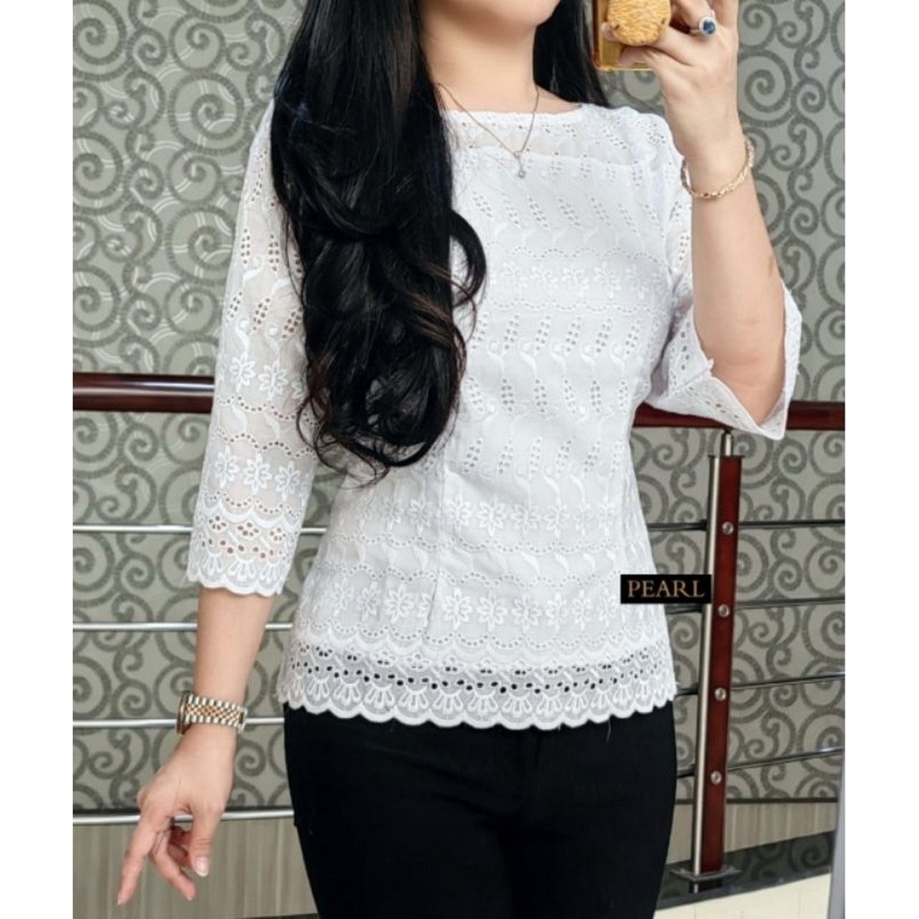 SLD Blus Katun Bolong Khus Hitam Putih