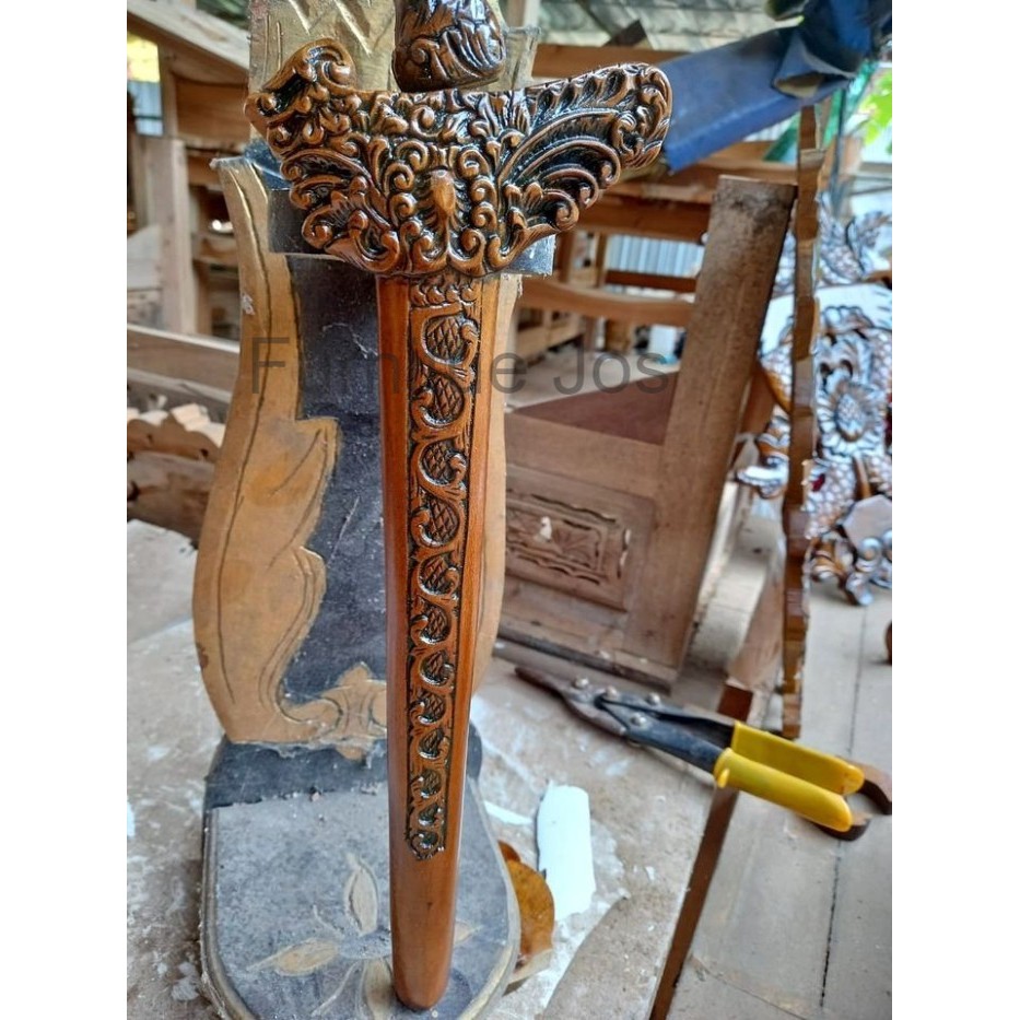 warangka keris bali ukiran wilwatika jati finishing melamin termurah produksi sendiri FJ623