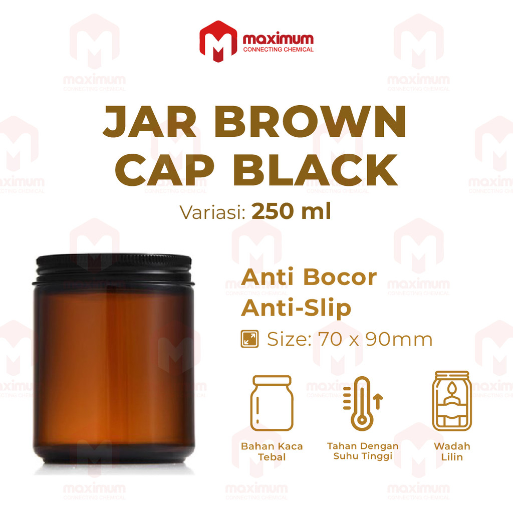 Jar Kaca Amber 50ML 100ML 250ML Bulat Tutup Aluminium / Toples / Candle Jar
