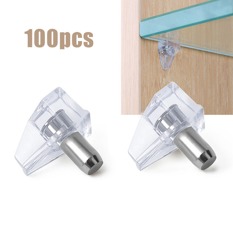 100pcs Pen Besi Ambalan Penyangga Kayu kaca Lemari Cabinet / Pin Shelf Support / Ambalan Kayu Kaca T