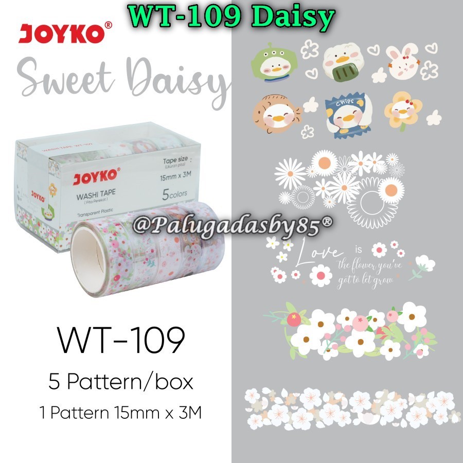 

(1 Set Isi 5 Pcs) GROSIR Washi Tape JOYKO WT-109 / Pita Perekat Selotip Plastik Warna Joyko WT-109