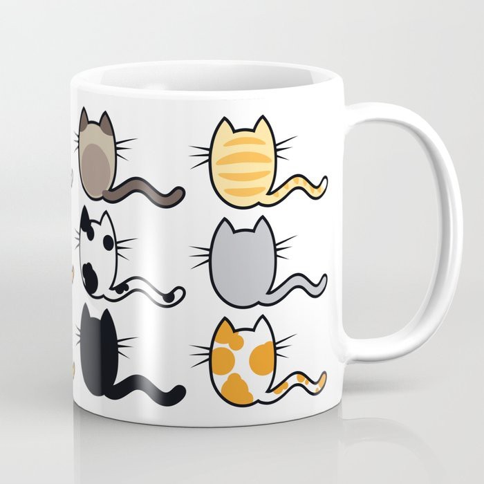 Gelas Cangkir Unik Tema Gambar Punggung Kucing Pattern HKP21