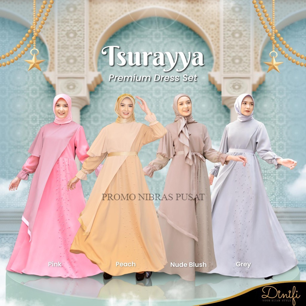 Promo Nibras Pusat - Dress Premium Mewah Elegan Formal Casual Tsurayya Dress Muslim Wanita By Mouza