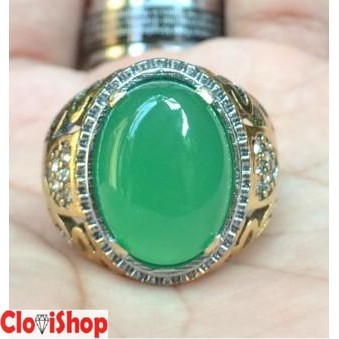 Cincin Titanium Batu Hijau Garut Size Kantoran HQ