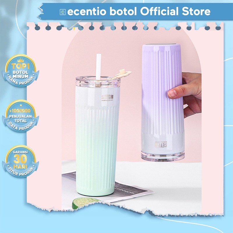 [COD Ready] Tumbler Minum Sedotan Aesthetic Tumbler Stainless Steel 500ml Botol Minum