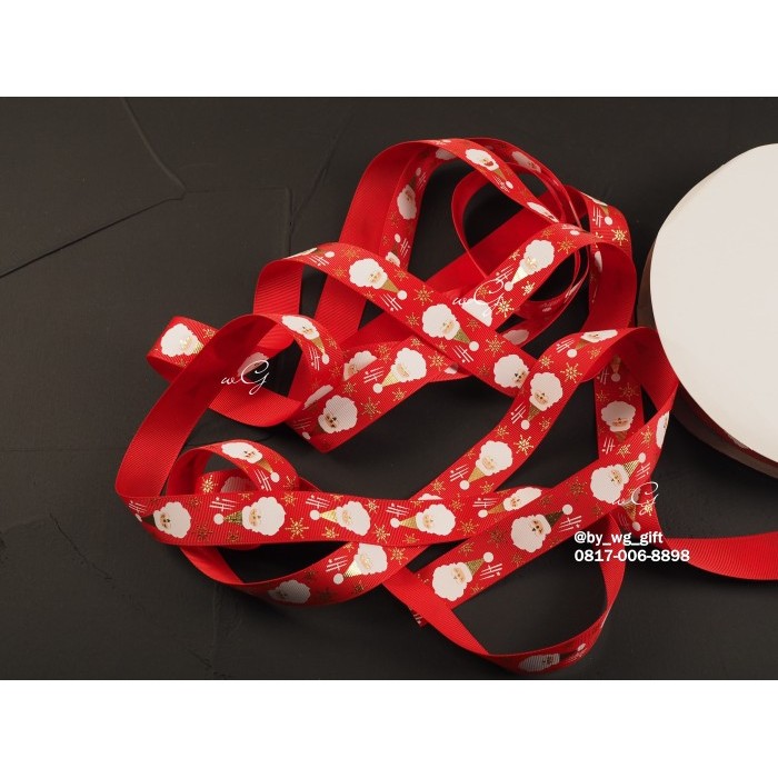 

Pita Natal Christmas - Grosgrain - Merah - Santa Emboss; L 2.5 cm