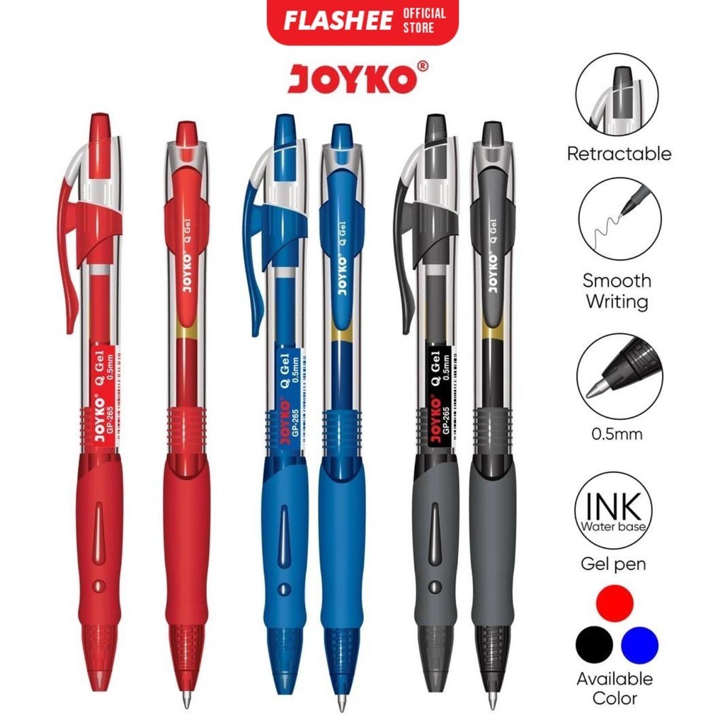 

Flashee 1 Pack Pulpen Joyko GP-265 Q 0.5mm Pena Gel Halus Anti Macet