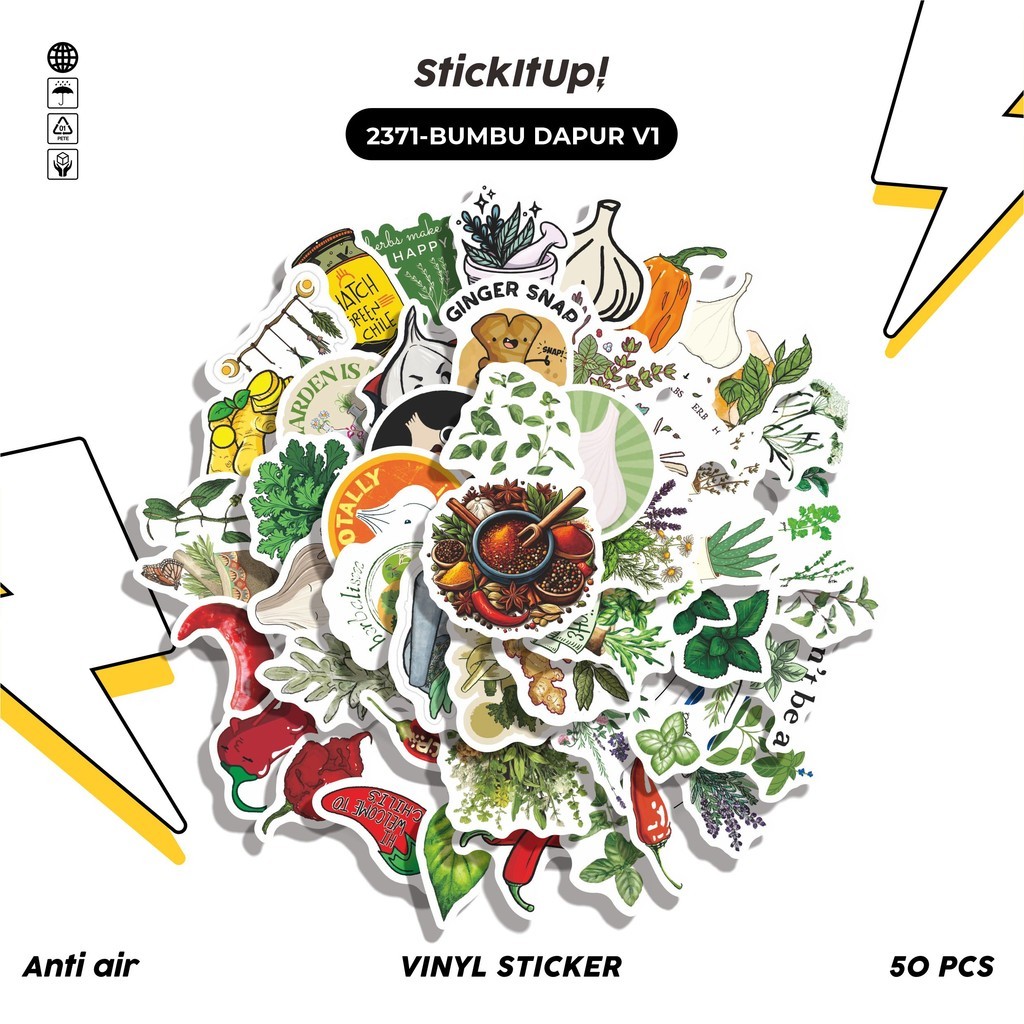 

COD✨ 50 Pcs Stiker BUMBU DAPUR V1 Lucu Anti Air Untuk Dekorasi Notebook Sepeda Skateboard Handphone DIY
